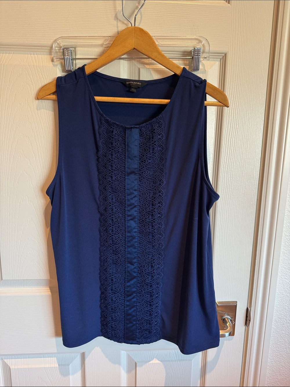 Banana Republic Navy Lace-Front Sleeveless Tank